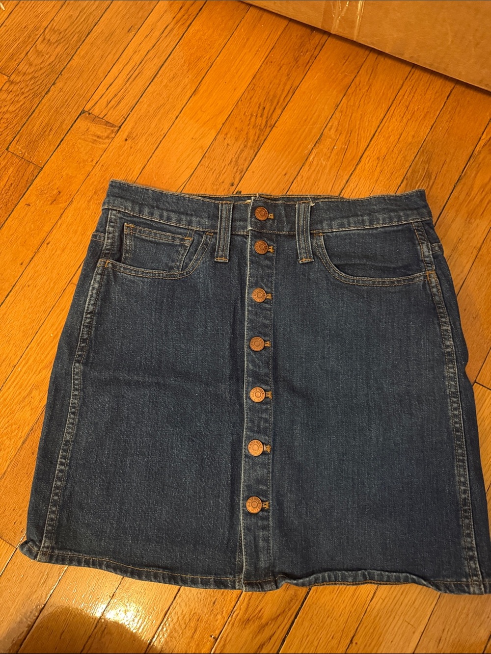 Madewell Dark Blue Button-Front Denim Mini Skirt